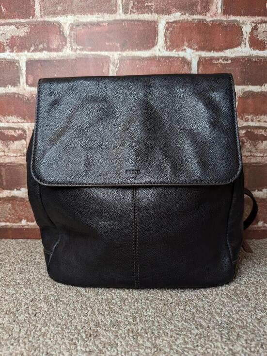 Fossil Handbags - Fossil Claire Black Backpack Purse - Pebbled Leather - Flap - Meduim